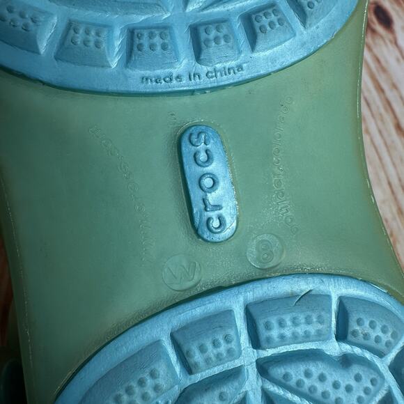 Crocs CARLIE Size 8 Blue Green Mary Jane Sandals Clogs Slide Closed Toe Shoes - Picture 10 of 12